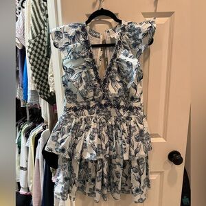 Chic Blue Floral Mini Dress